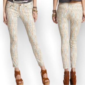 FREE PEOPLE Ikat Ankle Zip Skinny Jeans size 28 western, country,southwest